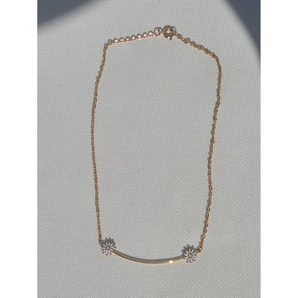 Gold Tone Enamel Sunflower Necklace